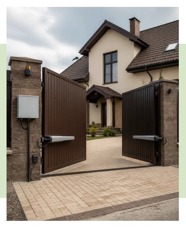 Монтаж автоматических распашных ворот под ключ в Краснокамске
